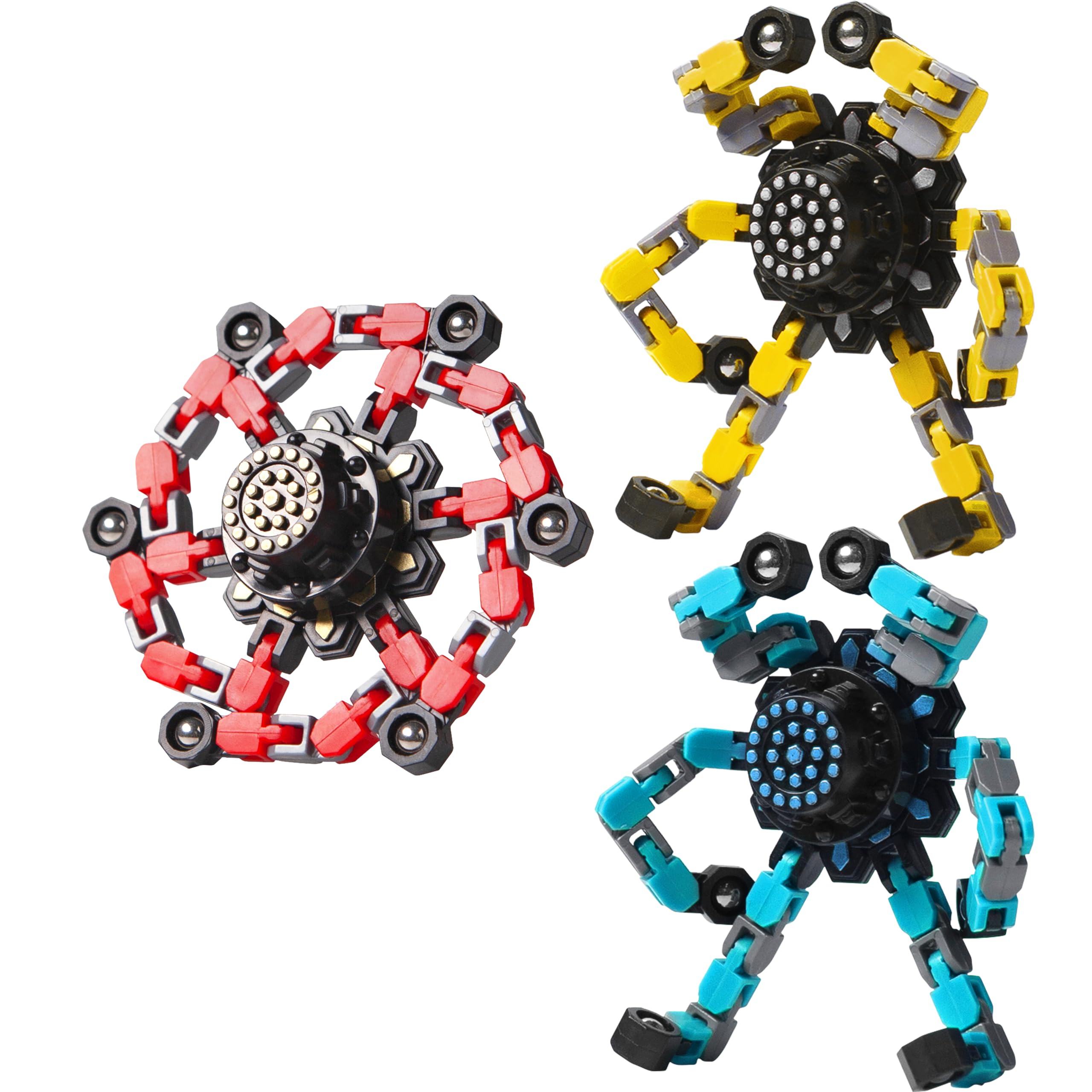 Gokeey Transformable Fidget Spinners 3 Pcs for Kids and Adults Stress Relief Sensory Toys for Boys and Girls Fingertip Gyros for Party Favors Goodie Bag Stuffers for Kids