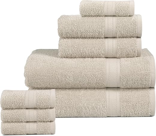 BolBom*S 8 Piece Towel Set- Ultra Soft 100% Pure Cotton