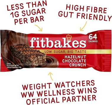 Fit bakes Mini Hazelnut Chocolate Bars, 1 Net Carb Low Sugar Keto, 12x19g | Diabetic Chocolate, Keto Snack, Diabetic Sweets, 64 Calorie Low Calorie Bars, Low Carb, No Added Sugar, Crunch Cake, Fitbakes