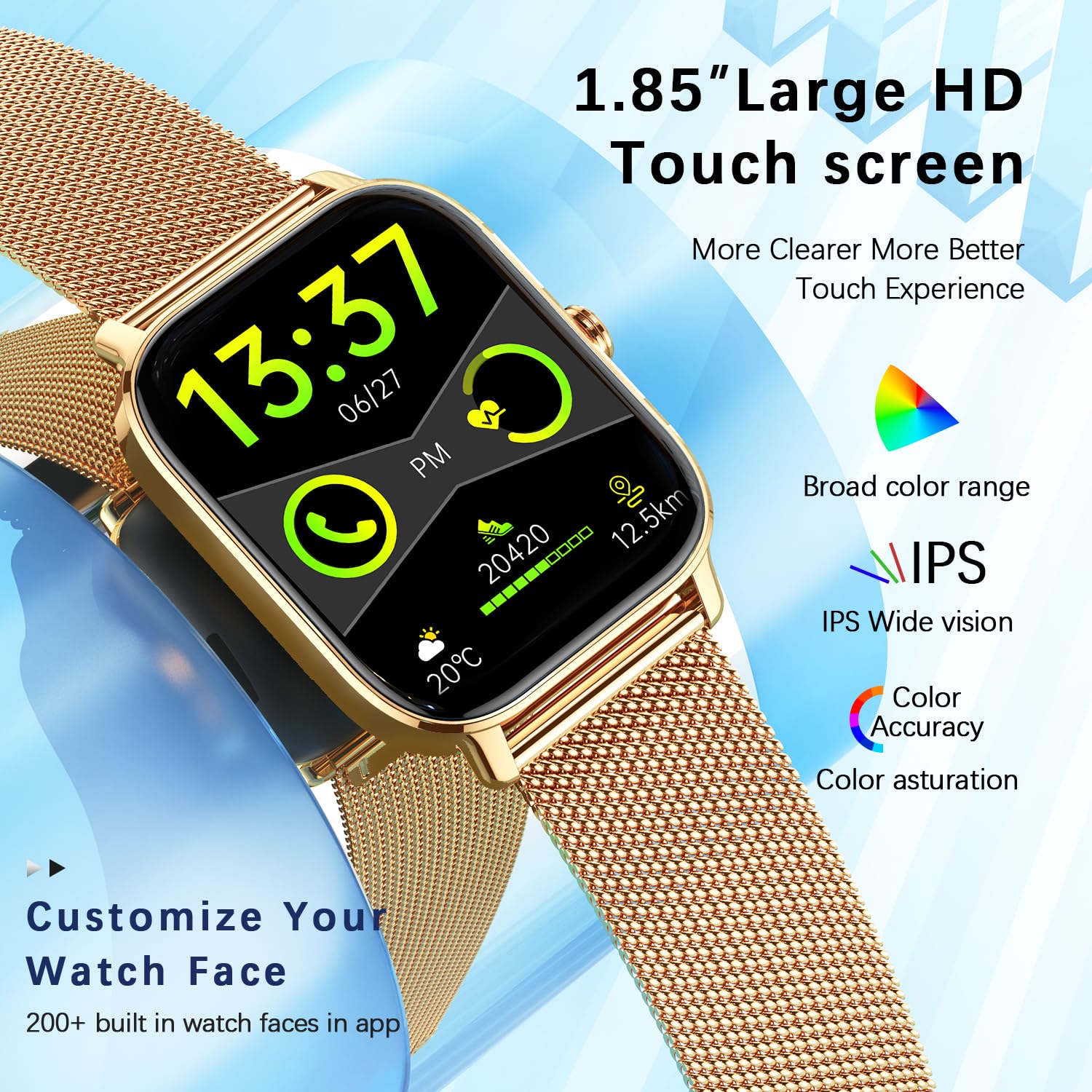Smart Watch for Women Men Fitness: Make Answer Call Digital Mens Watches Waterproof Running Smartwatch for Android Phone iPhone Samsung Compatible Heart Rate Monitor SpO2 Pedometer Step Tracker