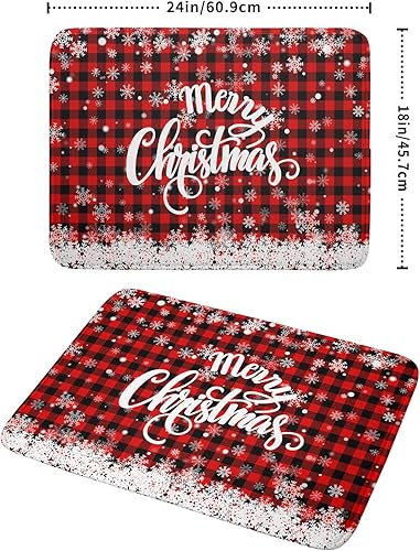 Miniatura 2 de Tapete de secado de platos de Navidad para encimera de cocina, de 18 x 24 pulgadas, tapete de secado reversible de microfibra con copos de nieve,
