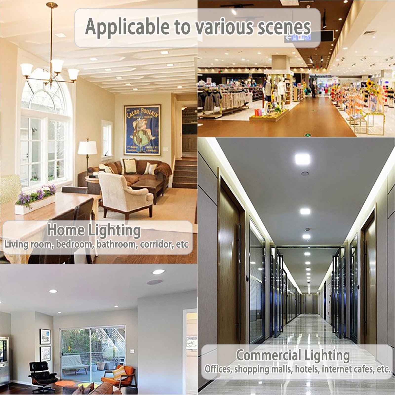 Lámpara de Techo empotrada de bajo Consumo, 240 LM, 4 W, LED, Panel Ultrafino de 10 cm, for baño y Pasillo, fácil instalación.(9Pack,6000K)