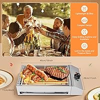 Vista 8 de Parrilla eléctrica de barbacoa de 1800 W, parrilla antiadherente de acero inoxidable sin humo, parrilla de encimera comercial de 110 V