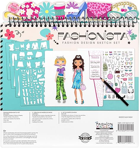 Miniatura 4 de Fashion Angels Cuaderno de bocetos de diseño de moda para niños libro de bocetos de diseño de moda para principiantes bloc de bocetos de moda con