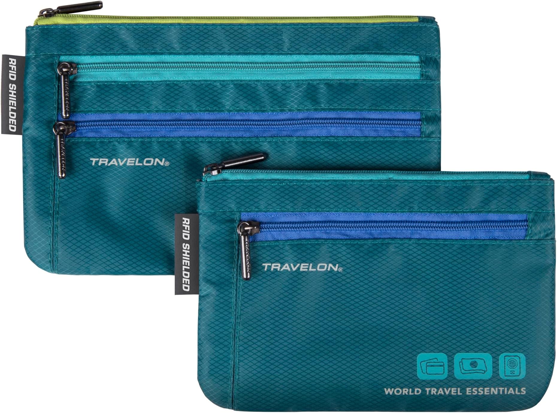Travelon World Travel Essentials Set Of 2 Currency and Passport Organizers, Graphite