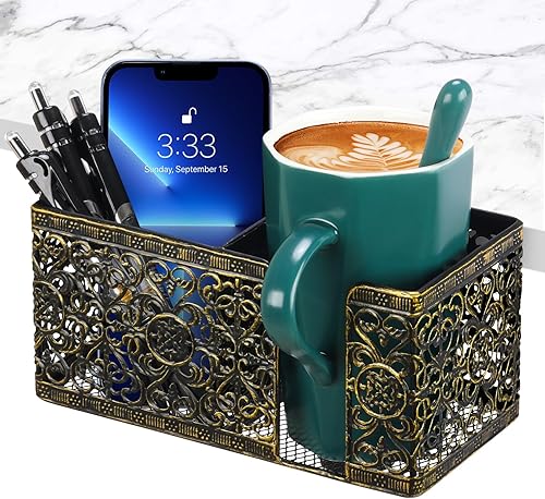 Organizador de escritorio con clip en el escritorio, soporte para lápices, para almacenamiento de escritorio, bebidas, soporte para teléfono,