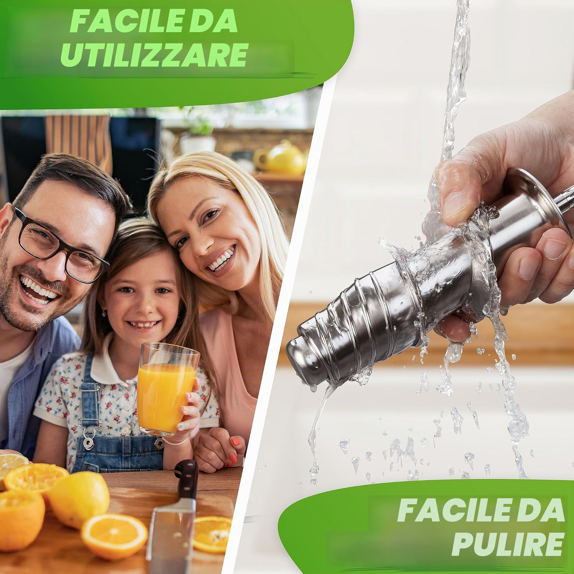 GREEN-PRESS MAX Estrattore di Succo Lento in Acciaio Inossidabile 304 con Coclea Senza BPA | Per Frutta Intera, Sedano, Verdure e Frutta | Vincitore del Test 2023 | Estrattore di Succo Versatile