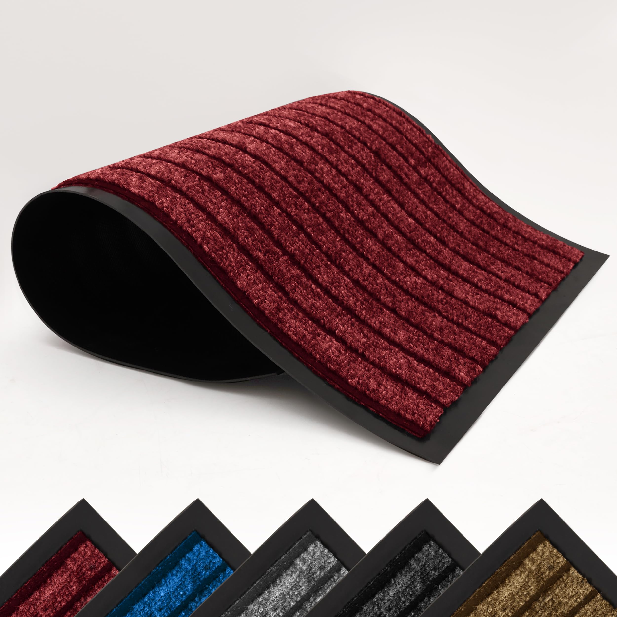 AMEHA Door Mat 60x90 Cm, Dirt Trapper for Indoor and Outdoor Door Mats Indoor, Washable Barrier Mat, Heavy Duty Non-Slip Entrance Rug, Shoes Scraper,Super Absorbent Front Door Mat Carpet,Red