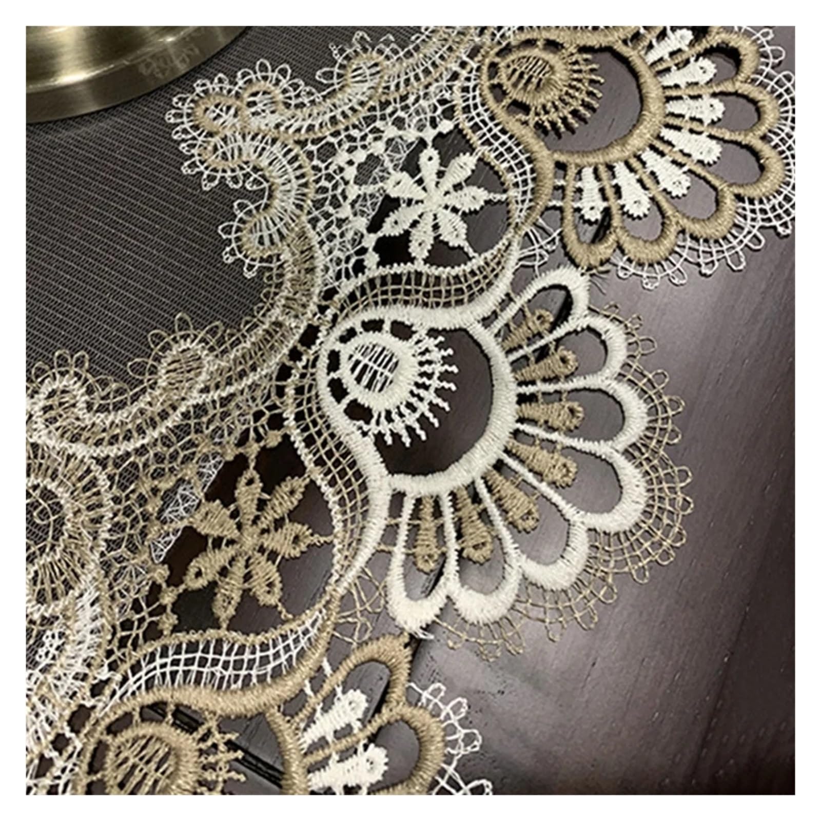 Runner da tavola in pizzo, Runner da tavola in pizzo ricamato con nappe floreali Decorazione natalizia(S4 Lace Table Runner,40x200cm)
