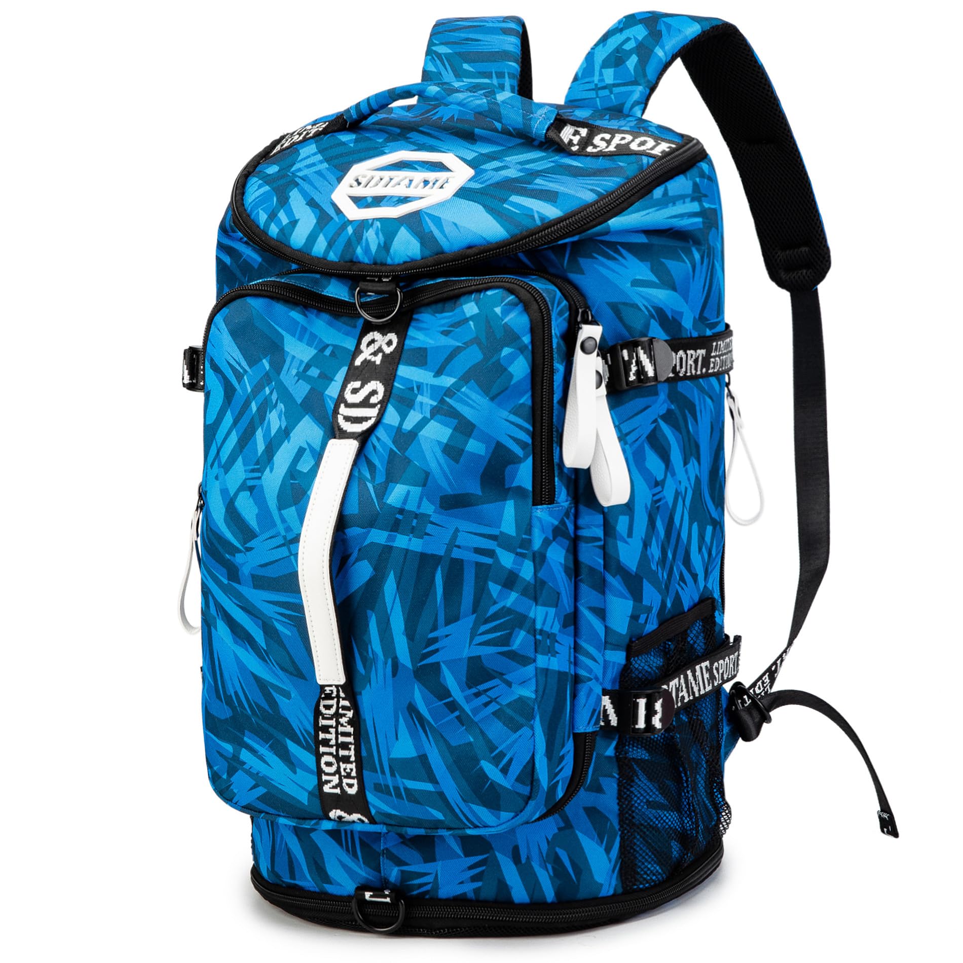 Gym Duffle Bag Backpack with Shoe Compartment,4 ways Travel Backpack for Women and Men,Multi-Functional Weekender bag with Waterproof Layer&Laptop