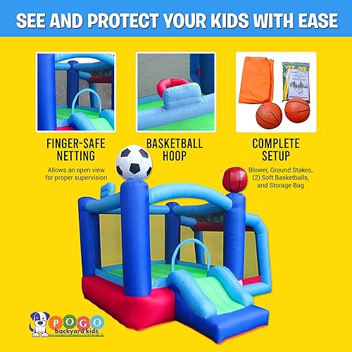 Miniatura 5 de Casa inflable de rebote con tobogán para niños casa inflable para patio trasero arena deportiva con gorila de portería de fútbol instalación