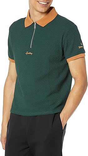 Spalding X Unknwn Polo de Rugby à Manches Courtes avec Logo pour Homme, Pin Grov