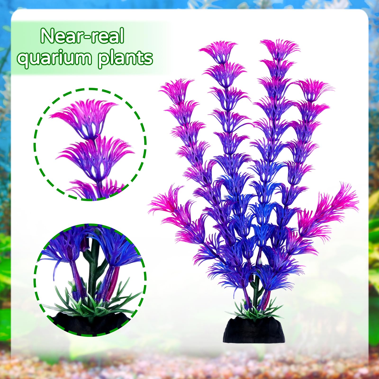 QUOZUO Decorazioni per acquari, 9 pezzi piante con vista rocciosa in resina, acquari piante in plastica, accessori per acquari e nascondigli