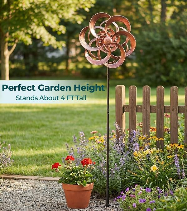 Gronhof Outdoor Metal Wind Spinner, 63" Double-Sided Copper Yard Art by gronhof - Used condition - Image 6