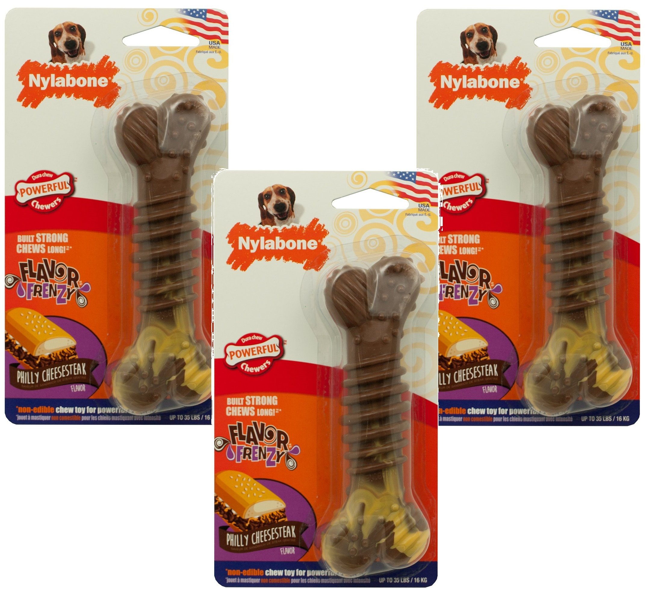 Nylabone DuraChew Flavor Frenzy pour chien destructeur : lot de 3 os