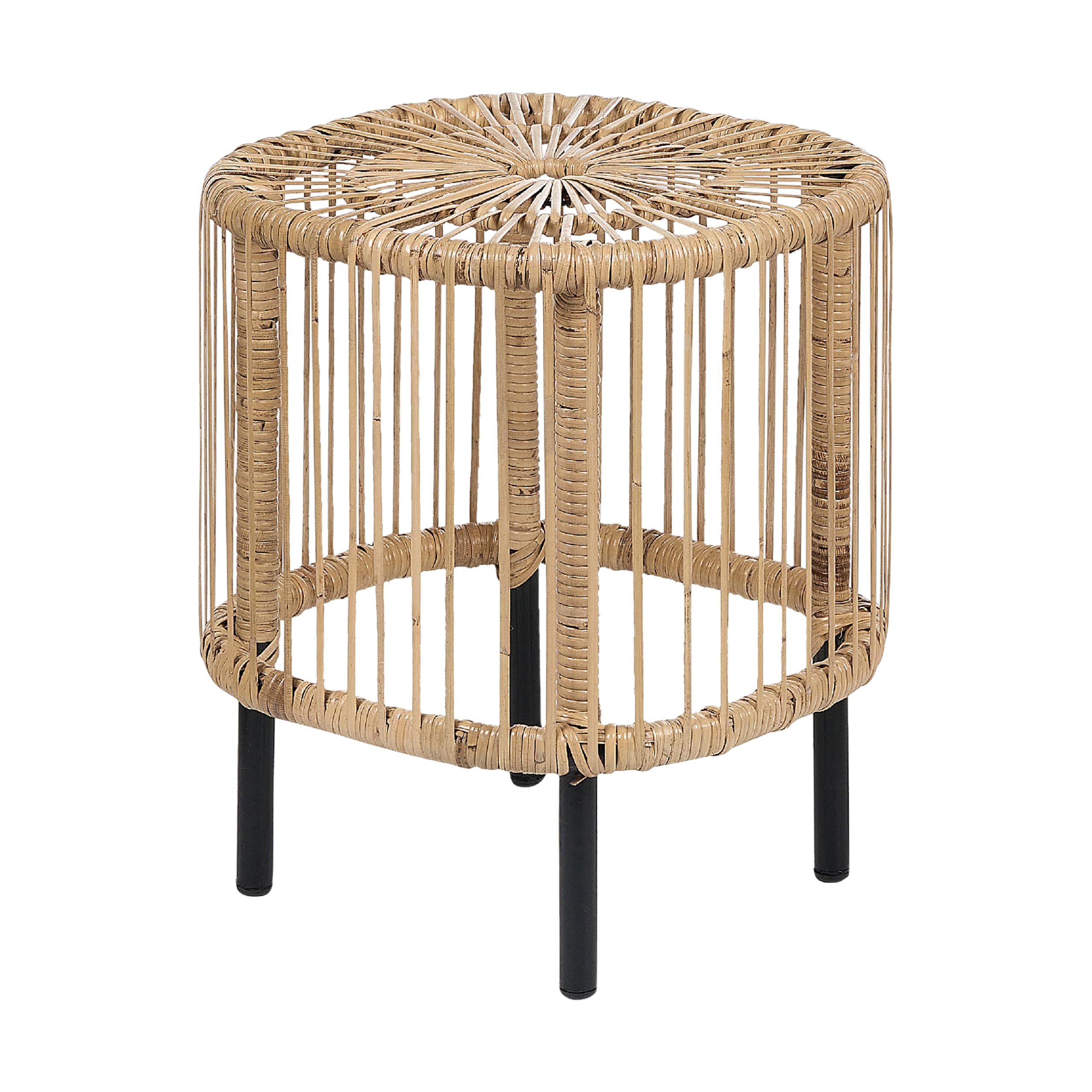 Zestaw dwóch stolików kawowych ogrodowych rattanowy metalowe żelazne nóżki boho naturalny Cesantica