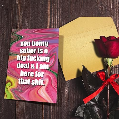 Miniatura 5 de Nchigedy Divertido regalo de sobriedad para hombres y mujeres, tarjeta de aniversario de sobriedad grosera para él y ella, tarjeta de recuperación