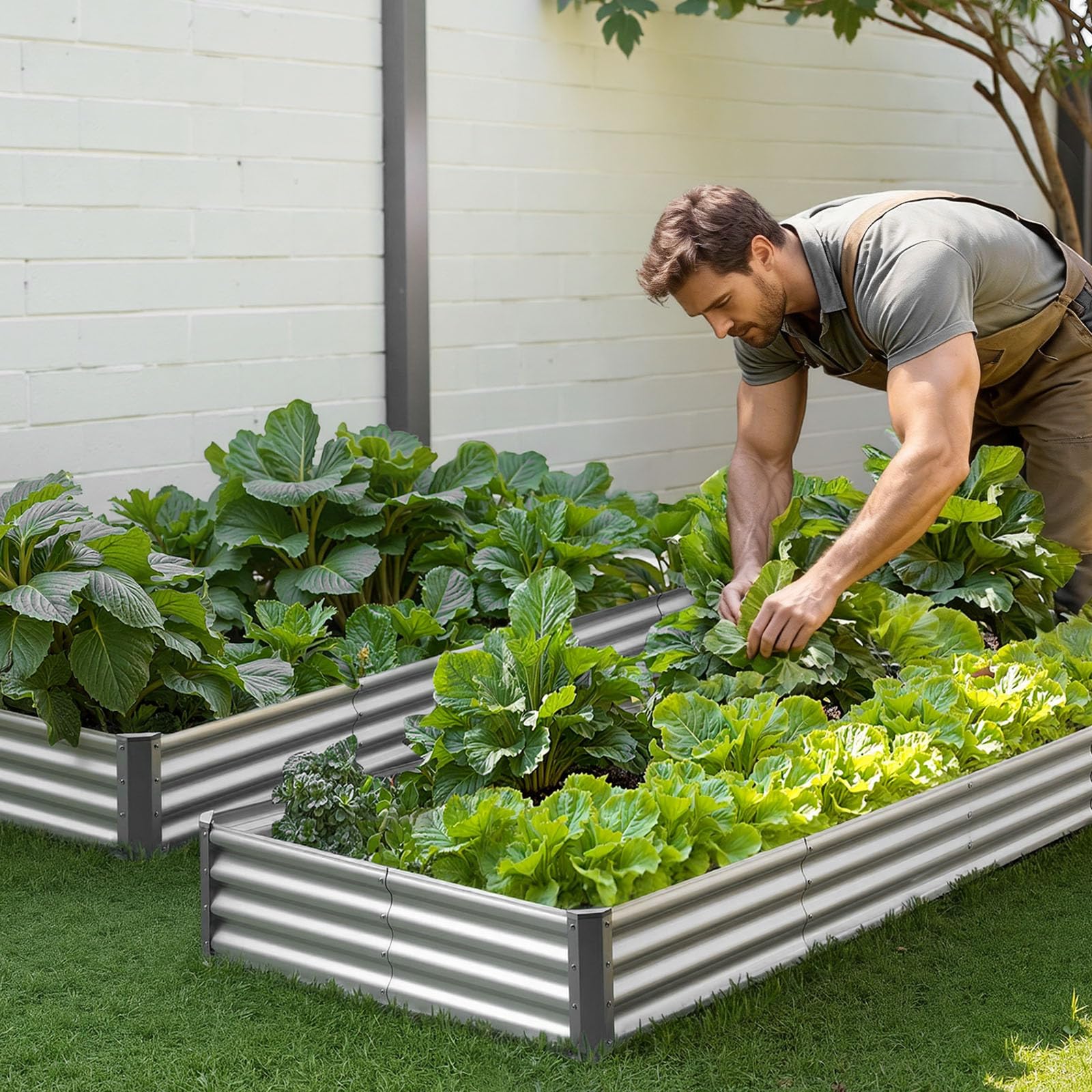VEVOR Hochbeet Metall 3600x1200x290 mm, Pflanzbeet, Gemüsebeet, Pflanzkasten mit offenem Boden & abgerundeten Kanten, Blumenbeet, Kräuterbeet, für Gemüse, Blumen, Kräuter & Sukkulenten, verzinkt