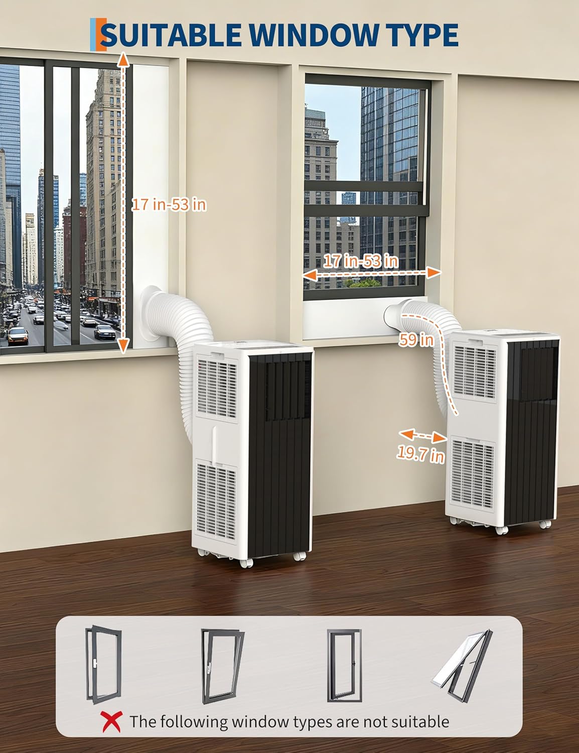 Garvee 8000 BTU Portable Air Conditioner, Complete Window Kit & Remote Included - Easy Setup, Cools 350 Sq. Ft Rooms, 24-Hr Timer, Sleep Mode, Quiet Operation, Black