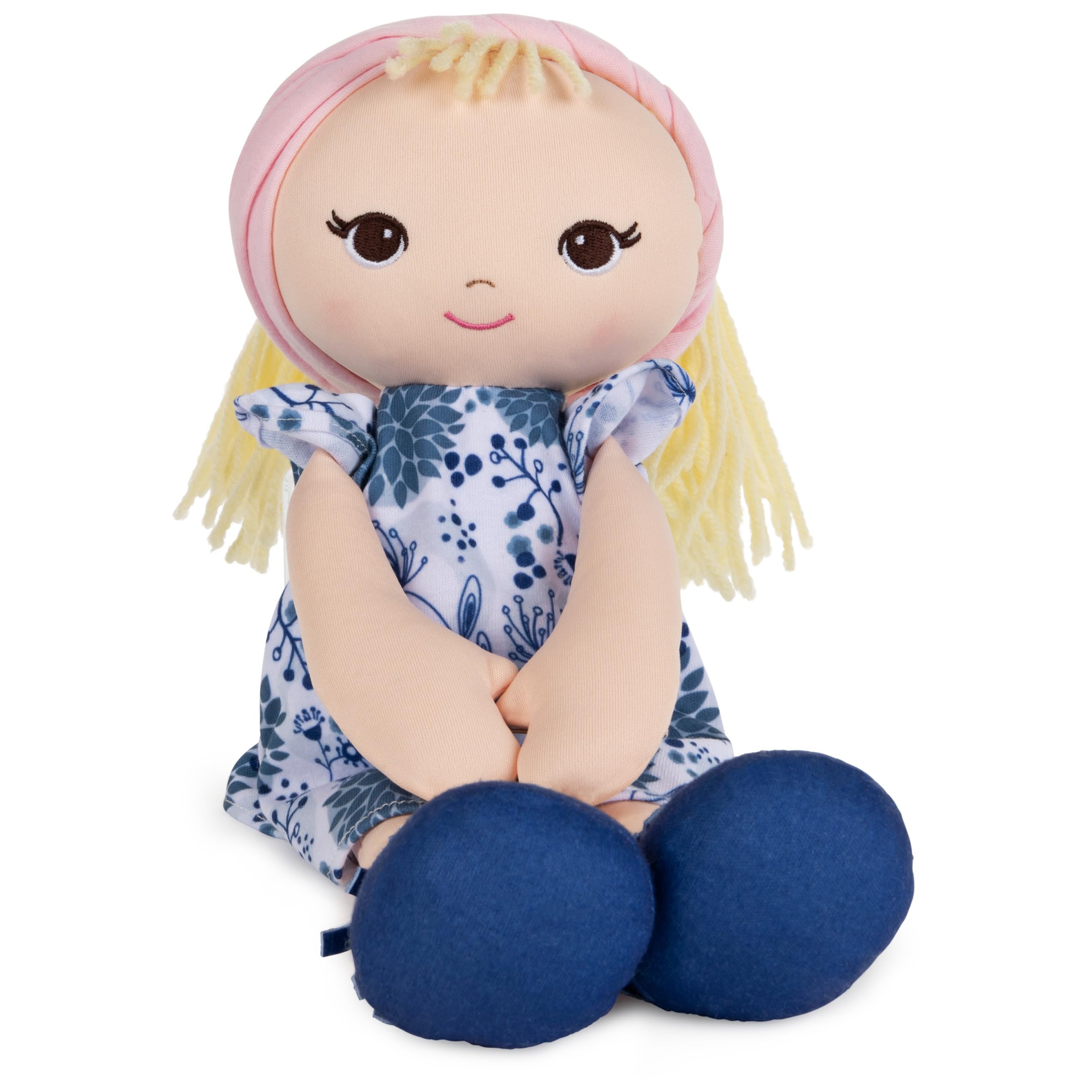 GUND Muñeca de peluche rubia, vestido floral azul, 8 pulgadas