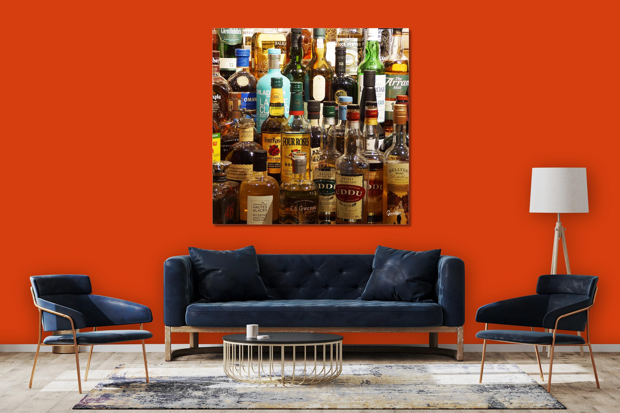 Glücksvilla - Drinks 2 - (Leinwand-Bild 5 cm, 50 x 50 cm) | div. Maße - aus DE - Kunstdruck XXL Deko Wandbild Quadrat - Getränke Bar Alkohol Restaurant