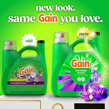 Gain Liquid Laundry Detergent with Odor Defense, Moonlight Breeze Scent, Laundry Soap For HE Washing Machines, 177 fl oz, 134 Loads (Packaging May Vary)