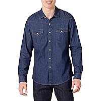 Amazon Essentials Camicia in Jeans a Maniche Lunghe Vestibilità Aderente con Bottoni Automatici Uomo
