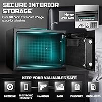 Vista 4 de Flexzion Caja de seguridad pequeña con ranura para caída, caja de seguridad electrónica para dinero con combinación digital de teclado, caja fuerte