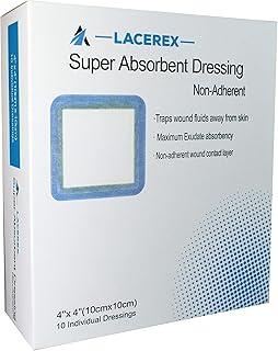 AWD Super Absorbent Wound Dressing Pads for Pressure Ulcers - Non-Adhesive Bandages for Wounds - 4x4 Gauze Pads, Large Ban...