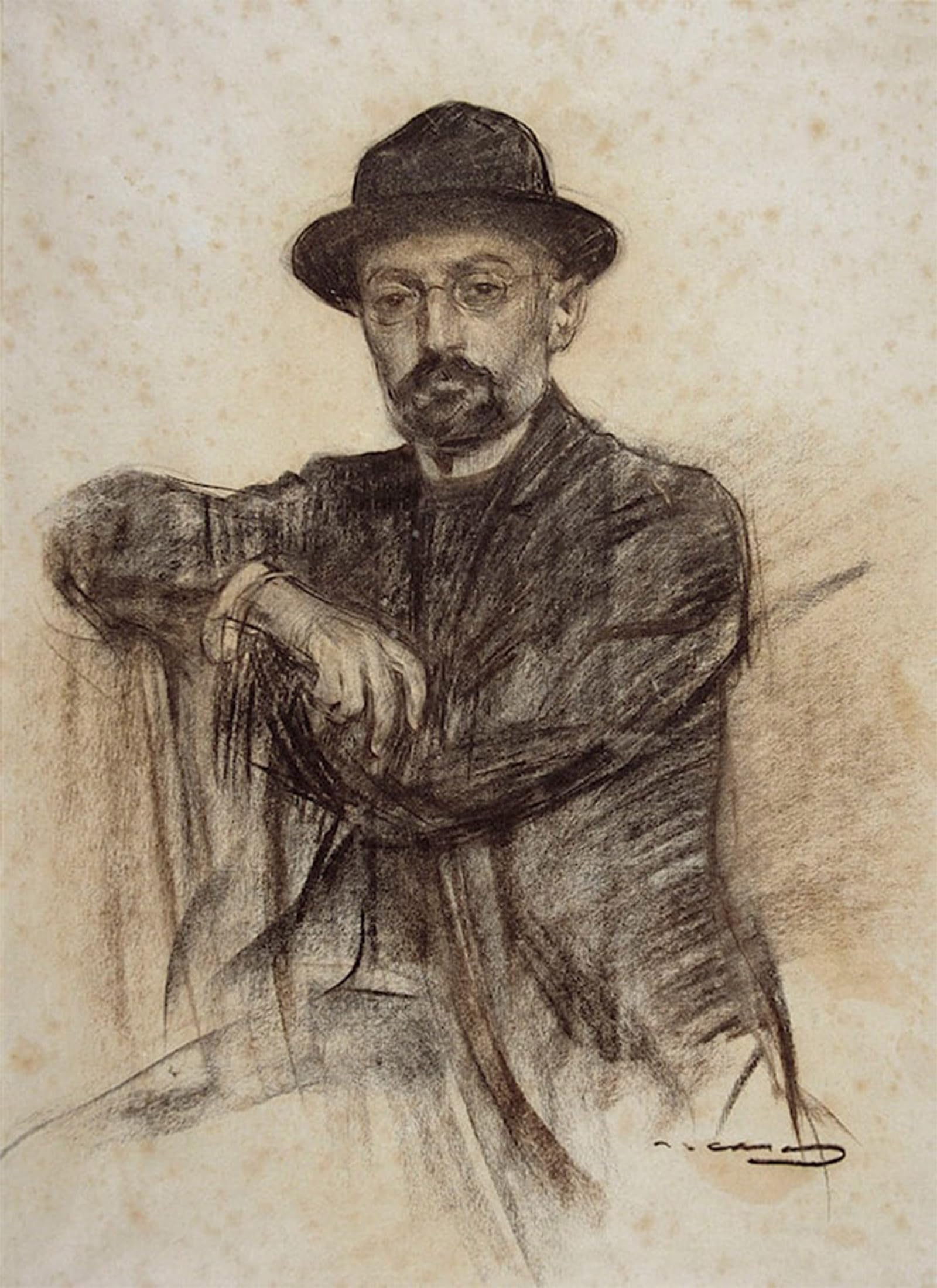SERENDIPITP Vintage Wall Art Canvas Nordic Poster Canvas Print Picture Portrait of Miguel De Unamuno by Ramon Casas Y Carbó Wall Art Poster for Home Decor 60x90cm