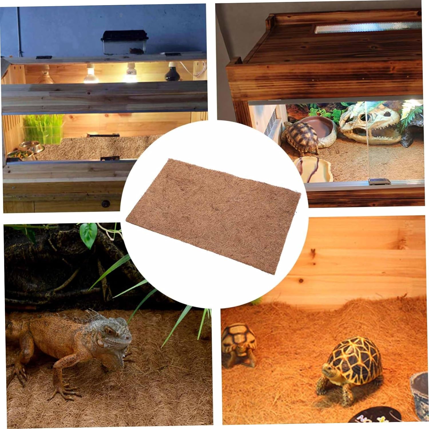 BESPORTBLE Coconuts Fiber Reptile Liner 4 Pack Bearded Dragon Mat Mats for Terrarium Pet Bedding