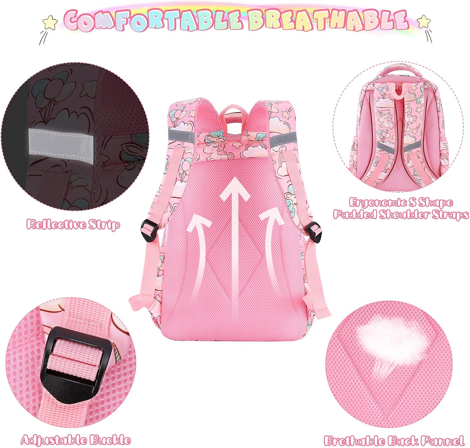  | SAMIT 3pcs Unicorn Backpack Girl School Bag Set Kid Backpack Boys School Backpack Rucksack Bag Bookbag with Lunch Box Pencil Case for Elementary Kindergarten | Kids' Backpacks