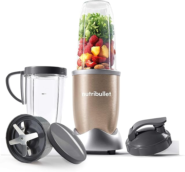 NutriBullet NBLP9 900W Blender Champagne Multi-Function Cold Beverage Smoothie Maker- 2 Cup Sizes and Stay Fresh Lid