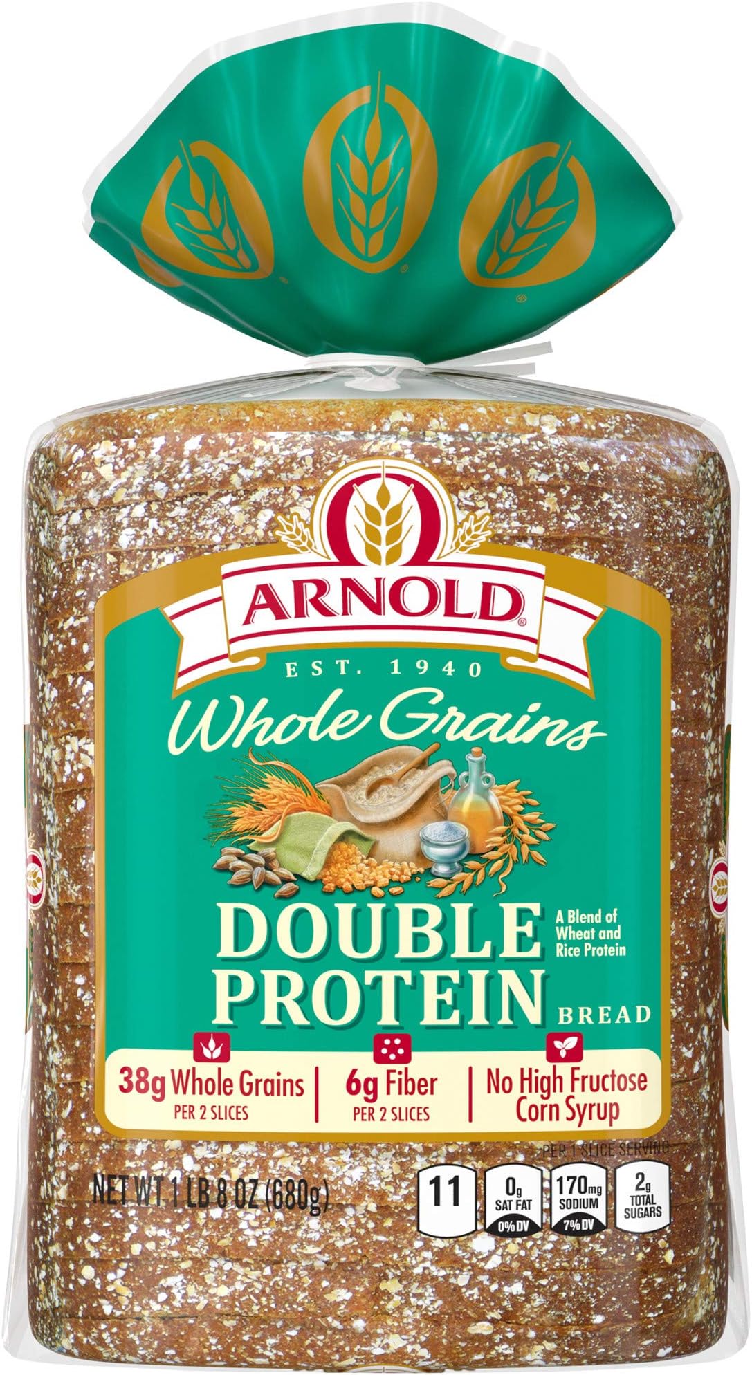 Arnold Whole Grains Double Protein Bread, 24 oz