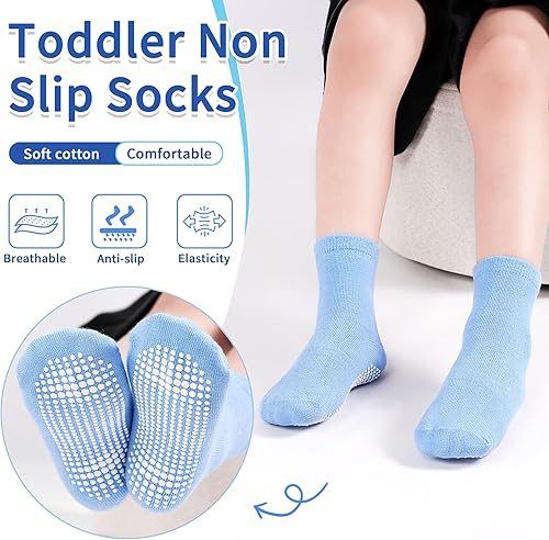 Miniatura 3 de Tphon Calcetines para Niños Pequeños, Calcetines Antideslizantes para Bebés para Niños y Niñas, 12 Pares de Calcetines para Niños Infantes de 6M-10