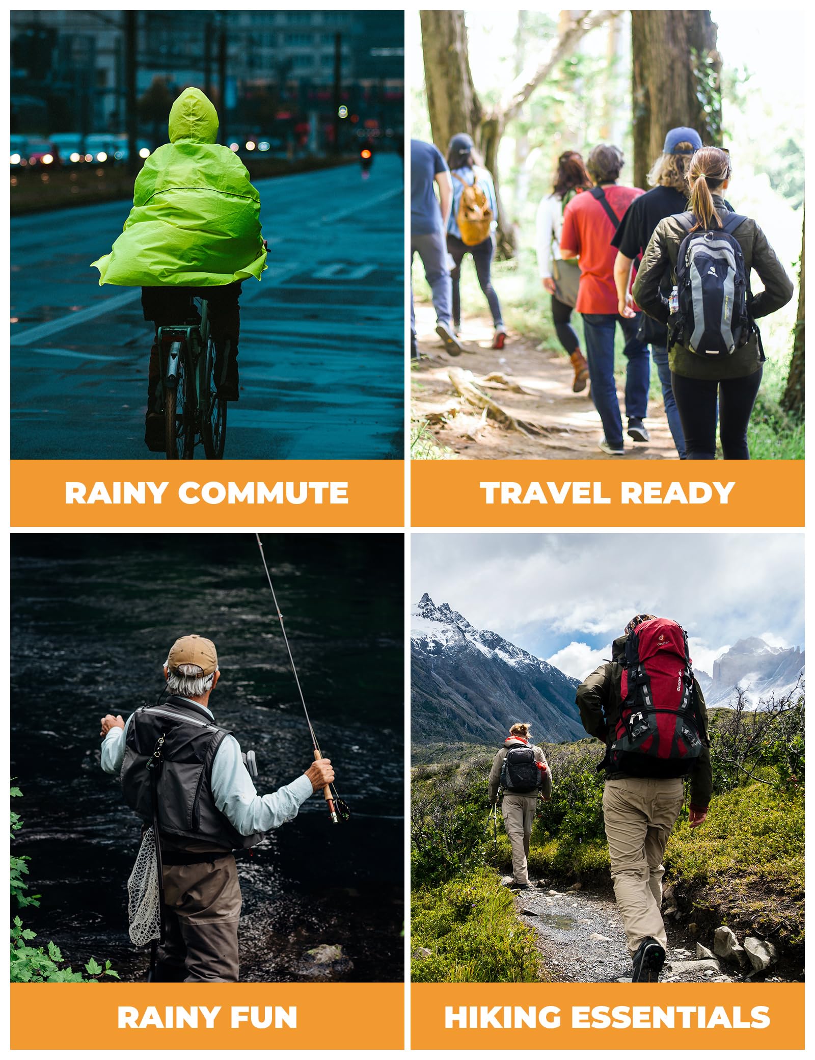 Poncho Impermeabile 3 in 1, Giacca Antipioggia Uomo Donna Multifunzione, Mantella Antipioggia con Cappuccio, Portatile e Leggera, per Campeggio Trekking Escursione Picnic