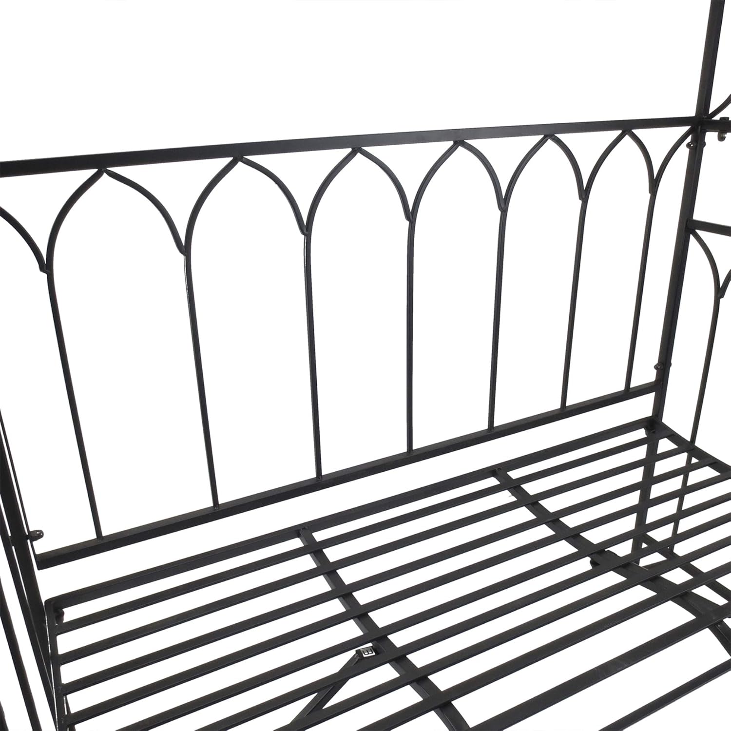 Outsunny Metal Trellis Arbor Arch for Climbing Plants with Garden Bench, Grow Grapes & Vines, Patio Decor & 2-Person Outdoor Steel Decorative Seating, 484 lbs. Weight Capacity, Black