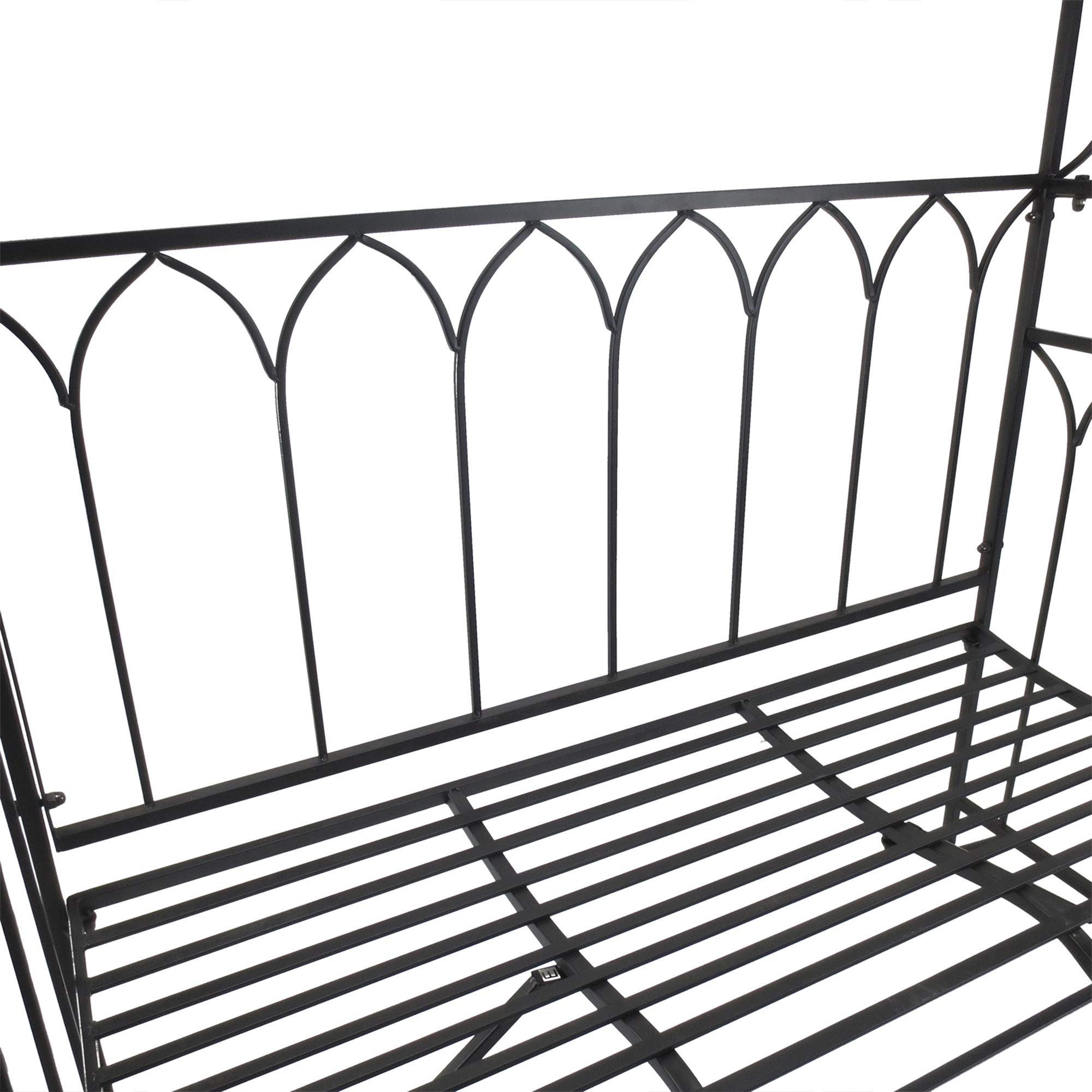 Outsunny Rosenbogen aus Metall Rankhilfe für Kletterpflanzen Gartenbogen mit Bank Spitze Rankbogen Torbogen für Rosen Bögen Rosenhilfe Rankgitter für Garten 115 x 50 x 203 cm Schwarz