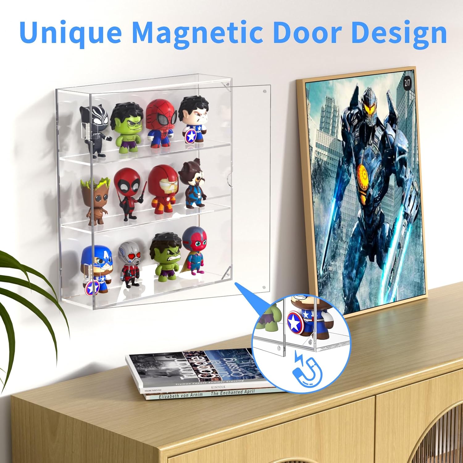 AITEE Acrylic Display Case for Mini Funko Pop Figures, Clear Wall Mounted or Desktop 3 Layer Storage Cabinet Organizer for Mini Figures,Collections,Dustproof Display Case for Toys Rock Stone