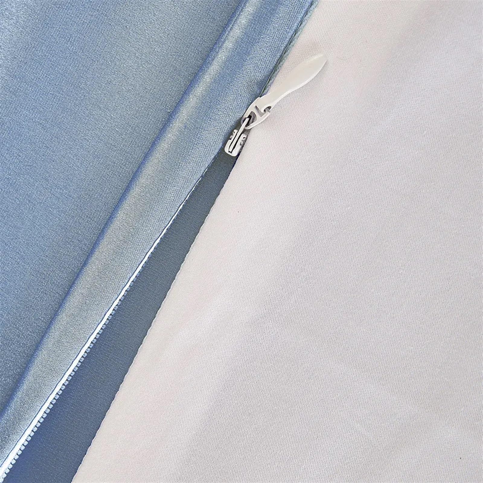 Funda de Almohada Seda con Algodón for Cabello 100 Puro Lujo Cremallera Oculta Hipoalergénica para Cuidado del Cabello(Light Blue,40x70cm)
