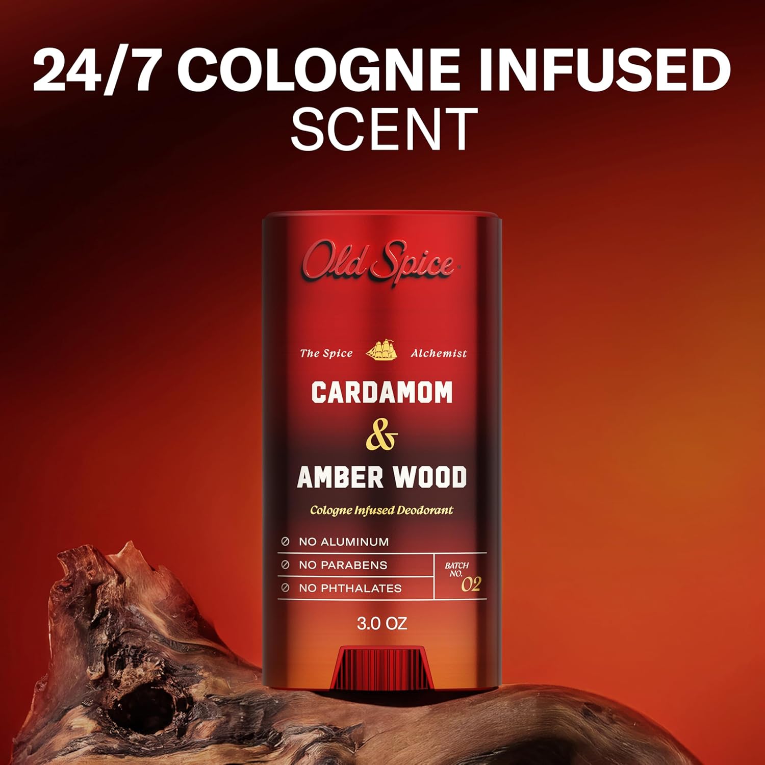 Old Spice Aluminum Free Deodorant for Men, The Spice Alchemist Collection, 24/7 Cologne Infused Scent, No Trade Off Formula, Free of Parabens & Phthalates, Cardamom + Amber Wood Scent, 3.0 oz - Image 2