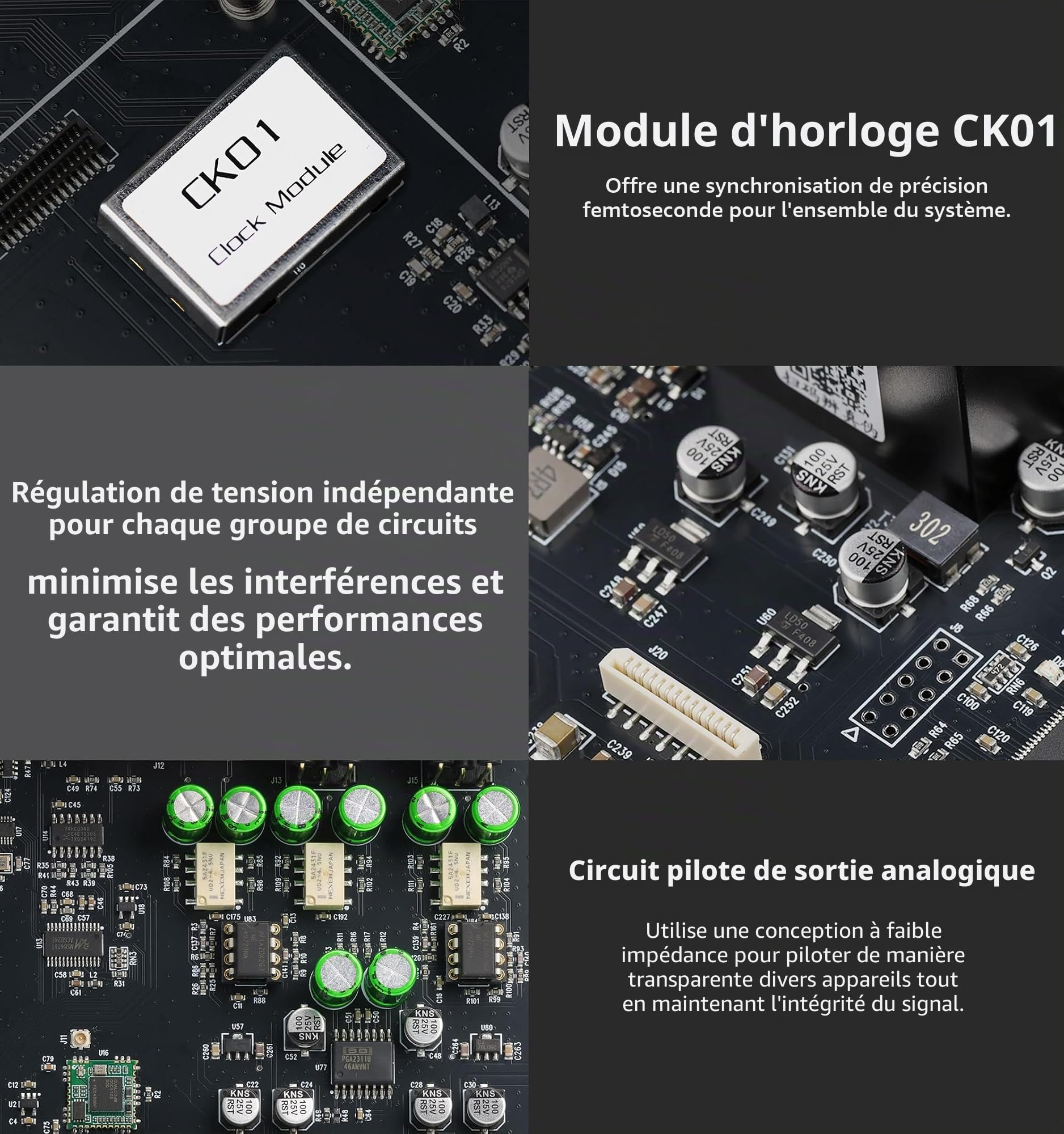 GUSTARD AUDALYTIC DR70N R2R Streaming DAC - Pont de réseau audio domestique Streaming CK-01 Clock Native 1-Bit-DSD-D/A Convertisseur DSD512&PCM768kHz (Noir)