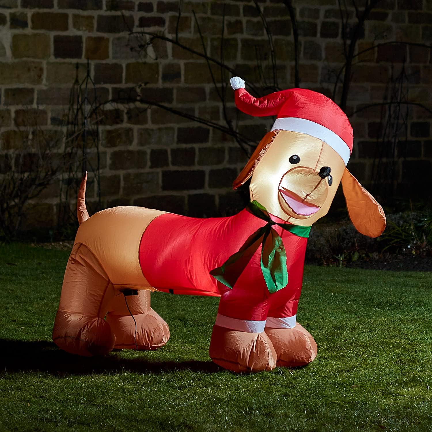 Lights4fun LED Dachshund Inflatable Christmas Lighting Outdoor Christmas Figure Inflatable Christmas Decoration American Dachshund Decoration