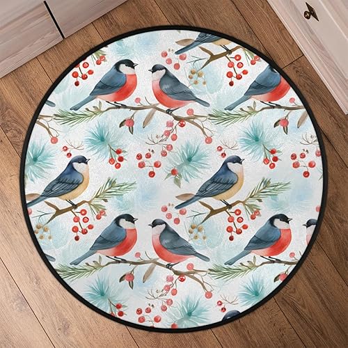 Miniatura 6 de Christmas Cute Birds Winter Round Area Rug 3ft Machine Washable Circular Rugs for Dining Room Table Bedroom Playroom Throw Rugs for Dog Living Room