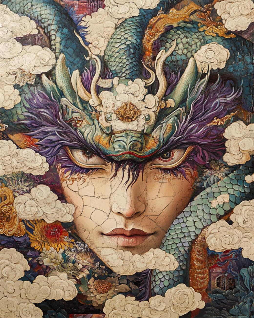 Rkflgew O 14Ct Cross Stitching Kit Fantasy Dragon Cross Stitch Starter Set For Adults Diy Needlepoint Kits Embroidery Patterns Home Decoration 40X50cm