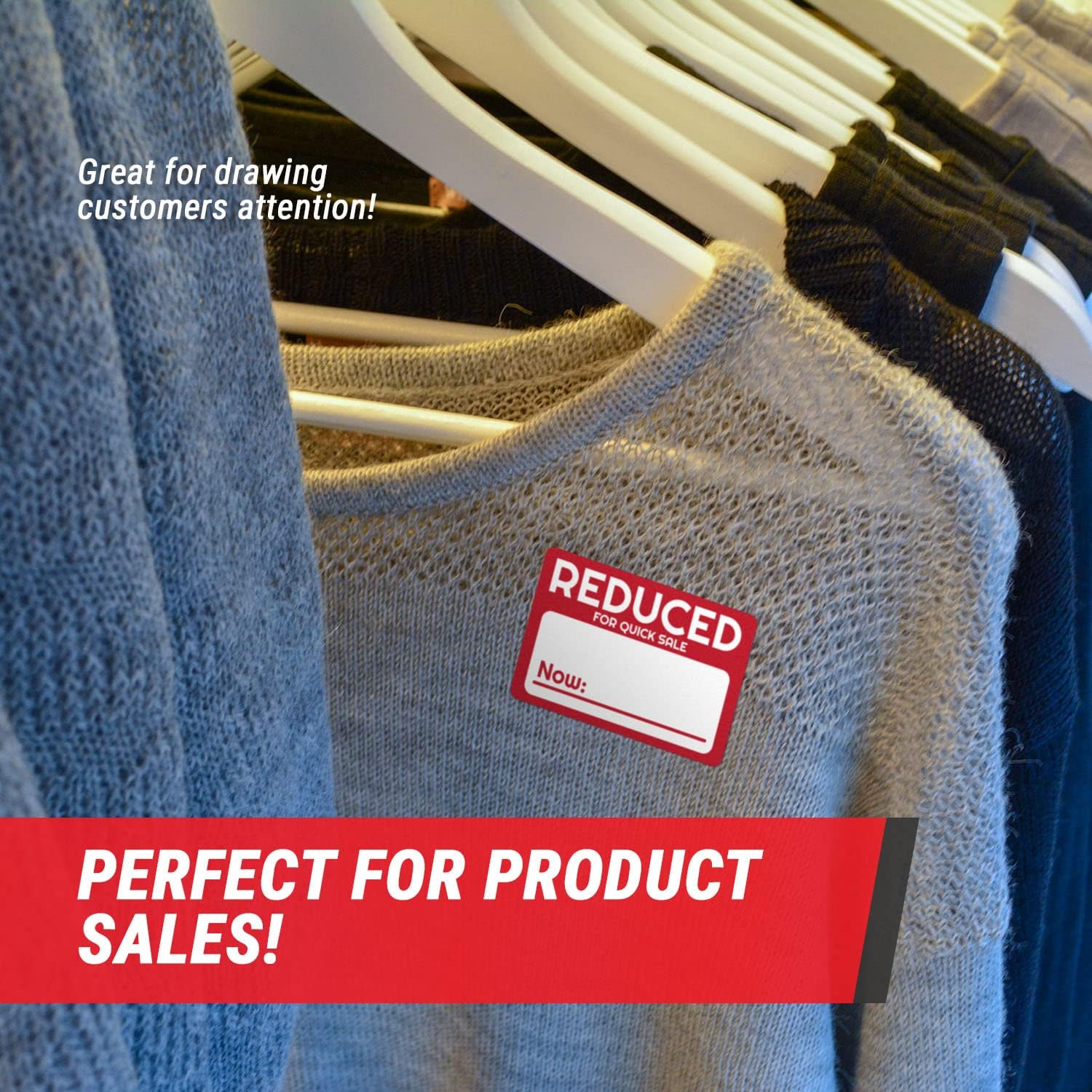 Reduced Price for Quick Sale Now (3 x 2 inch, Red - 300 Labels) Writable Pricing Stickers for Retail Stores, Grocery Stores, Garage Sales, Yard Sale or Price Marker Labels (Pack of 2)