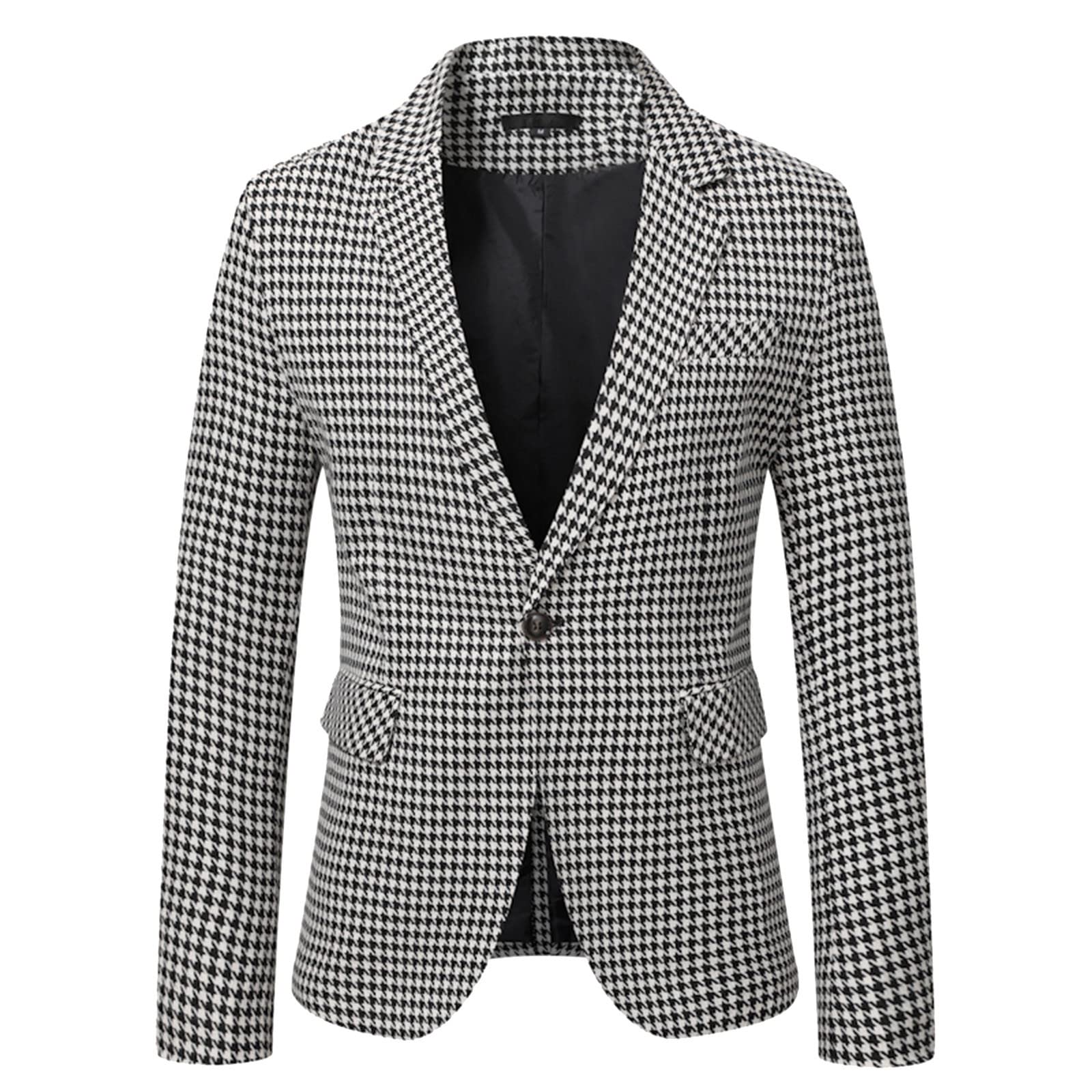 Generisch Herren Und Winter Slim Retro Plaid Buckle Pocket Anzug Mantel Sakko Regular Fit Freizeitanzug Leichte Anzugjacke Knöpfe Blazer Sportlich Anzug Jacke Knopfleiste Anzugjacken Elegante Sakkos