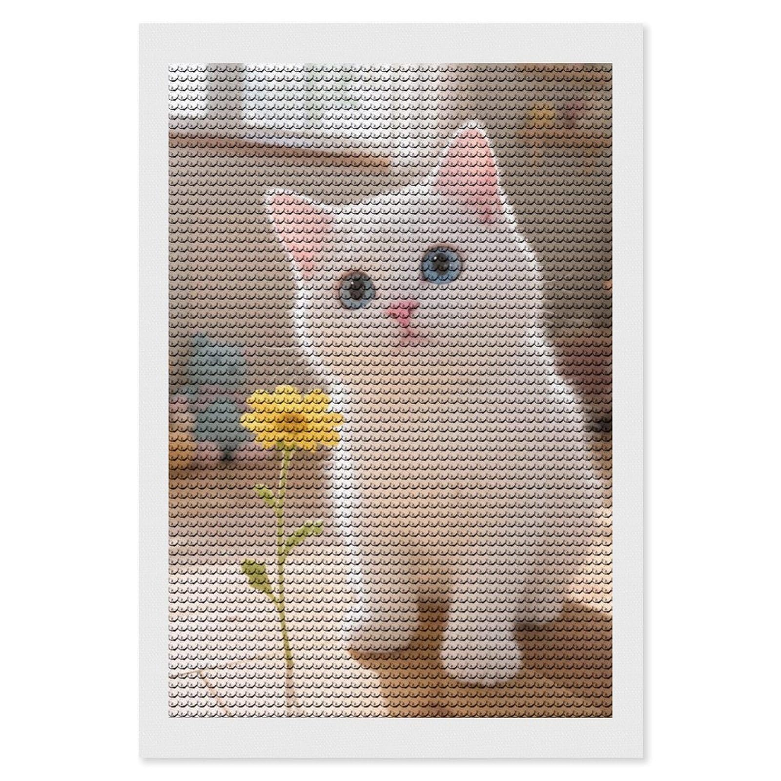 DWVTSLH Small Cat Diamond Painting Kits for Adults, Personalized Diamond Photo Art Full Drill, DIY 5D Diamond Art Painting Kits for Beginners, Home Wall Decor 8"x12"