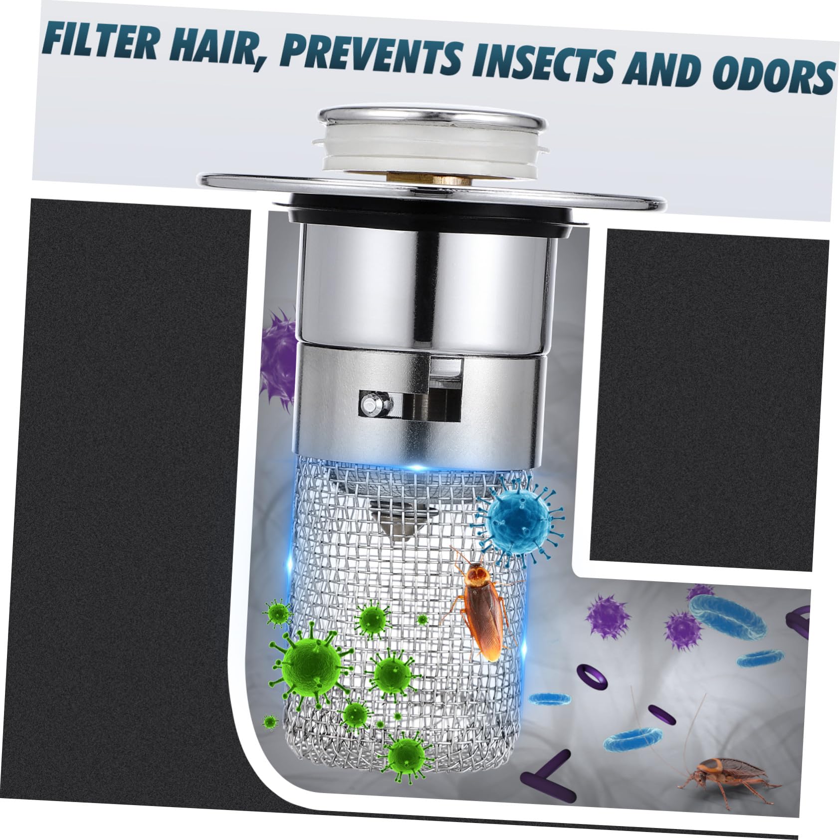 Tapón de Drenaje Tipo Empuje para Lavabo con Filtro Antidesbordamiento y Núcleo Rebote Resistente Abs y Acero Inoxidable Repuesto Fácil Instalar para Baño y Cocina