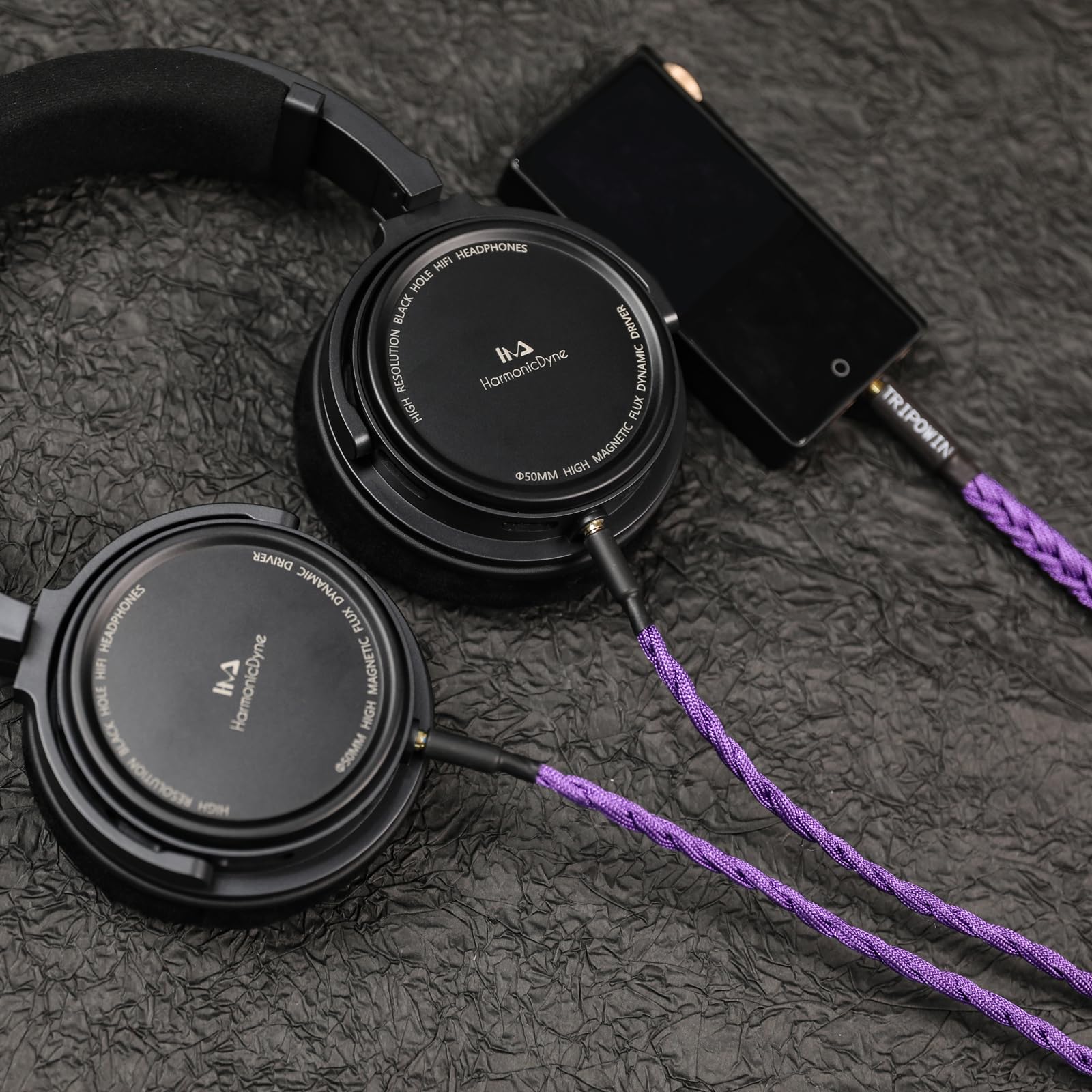 Linsoul Tripowin GranVia ulepszony kabel zastępczy do słuchawek OFC, podwójne złącze 3,5 mm do słuchawek stereo 3,5 mm do HE4XX/HE-400i/HE400se/Goldplanar/Focal ELEGIA, fioletowy, 2 m